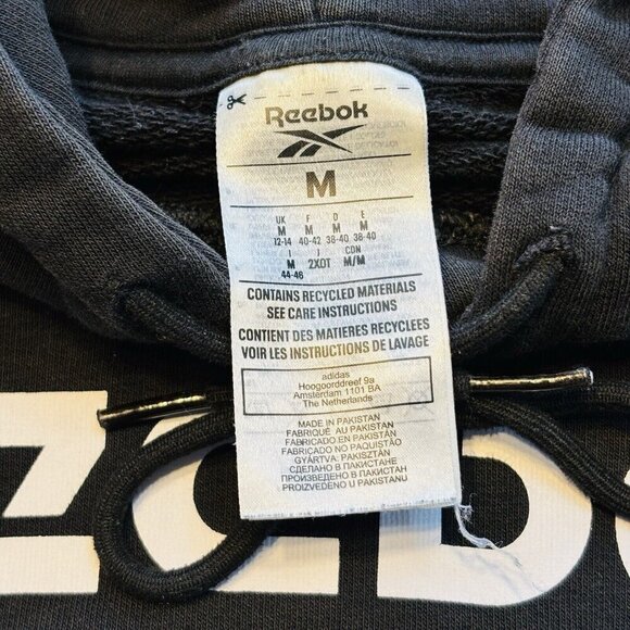 Reebok Sweater Mens Medium Black Casual Pullover Hoodie Sweatshirt - Picture 5 of 12